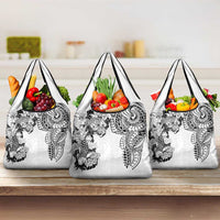 Japanese Irezumi and Hawaiian Polynesian Art Tattoo Grocery Bag White Color - Polynesian Pride