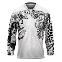 Japanese Irezumi and Hawaiian Polynesian Art Tattoo Hockey Jersey White Color LT03 Unisex White - Polynesian Pride