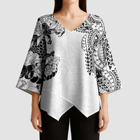 Japanese Irezumi and Hawaiian Polynesian Art Tattoo Kimono Sleeve Blouse White Color - Polynesian Pride
