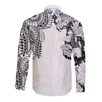 Japanese Irezumi and Hawaiian Polynesian Art Tattoo Long Sleeve Button Shirt White Color LT03 - Polynesian Pride