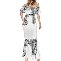 Japanese Irezumi and Hawaiian Polynesian Art Tattoo Mermaid Dress White Color - Polynesian Pride