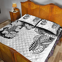 Japanese Irezumi and Hawaiian Polynesian Art Tattoo Quilt Bed Set White Color - Polynesian Pride