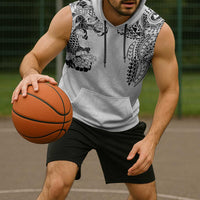 Japanese Irezumi and Hawaiian Polynesian Art Tattoo Sleeveless Hoodie White Color LT03 - Polynesian Pride