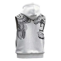 Japanese Irezumi and Hawaiian Polynesian Art Tattoo Sleeveless Zip Hoodie White Color - Polynesian Pride