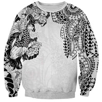 Japanese Irezumi and Hawaiian Polynesian Art Tattoo Sweatshirt White Color LT03 Unisex White - Polynesian Pride