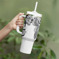 Japanese Irezumi and Hawaiian Polynesian Art Tattoo Tumbler With Handle White Color - Polynesian Pride