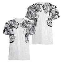 Japanese Irezumi and Hawaiian Polynesian Art Tattoo Women V-Neck T-Shirt White Color - Polynesian Pride