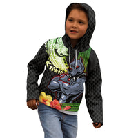 Hawaii Kaimuki High School Kid Hoodie Tribal Kakau Pattern Mix Hibiscus Flower LT03 - Polynesian Pride