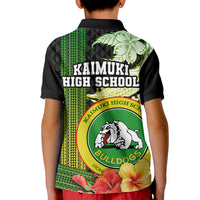 Hawaii Kaimuki High School Kid Polo Shirt Tribal Kakau Pattern Mix Hibiscus Flower LT03 - Polynesian Pride