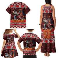 Hawaii KaʻUla Wena Volcano Turtle Family Matching Tank Maxi Dress and Hawaiian Shirt Lava and Tropical Plants Tribal Pattern