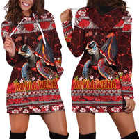 Hawaii KaUla Wena Volcano Turtle Hoodie Dress Lava and Tropical Plants Tribal Pattern LT03 - Polynesian Pride