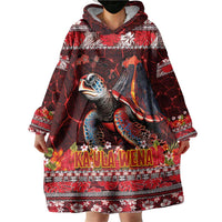 Hawaii KaUla Wena Volcano Turtle Wearable Blanket Hoodie Lava and Tropical Plants Tribal Pattern LT03 - Polynesian Pride