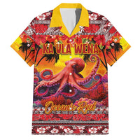 Hawaii KaUla Wena Octopus Hawaiian Shirt Oceanic Red with Corals and Tropical On Sunset Landscape LT03 Red - Polynesian Pride