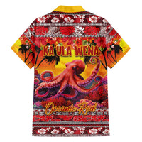Hawaii KaUla Wena Octopus Hawaiian Shirt Oceanic Red with Corals and Tropical On Sunset Landscape LT03 - Polynesian Pride