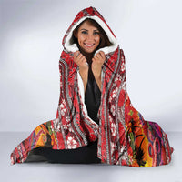 Hawaii KaUla Wena Octopus Hooded Blanket Oceanic Red with Corals and Tropical On Sunset Landscape LT03 - Polynesian Pride