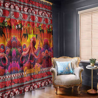 Hawaii KaUla Wena Octopus Window Curtain Oceanic Red with Corals and Tropical On Sunset Landscape LT03 - Polynesian Pride