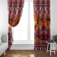Hawaii KaUla Wena Octopus Window Curtain Oceanic Red with Corals and Tropical On Sunset Landscape LT03 - Polynesian Pride