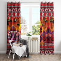 Hawaii KaUla Wena Octopus Window Curtain Oceanic Red with Corals and Tropical On Sunset Landscape LT03 - Polynesian Pride