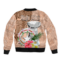 Northern Mariana Islands Hafa Adai Latte Stone Bomber Jacket Peach Fuzz Color LT03 - Polynesian Pride