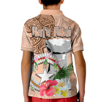 Northern Mariana Islands Hafa Adai Latte Stone Kid Polo Shirt Peach Fuzz Color LT03 - Polynesian Pride