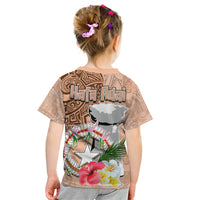 Northern Mariana Islands Hafa Adai Latte Stone Kid T Shirt Peach Fuzz Color LT03 - Polynesian Pride