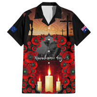 Custom New Zealand and Australia ANZAC Day Family Matching Off Shoulder Long Sleeve Dress and Hawaiian Shirt Gallipoli and Canlelight Lest We Forget LT03 Dad's Shirt - Short Sleeve Black - Polynesian Pride