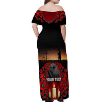 Custom New Zealand and Australia ANZAC Day Off Shoulder Maxi Dress Gallipoli and Canlelight Lest We Forget LT03 - Polynesian Pride