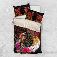 Papua New Guinea Bird-of-Paradise Bedding Set Hibiscus and Kundu Drum Tribal Pattern LT03 US Twin 172cm x 218cm Yellow - Polynesian Pride