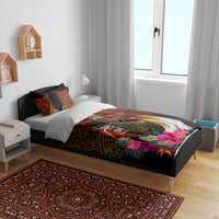 Papua New Guinea Bird-of-Paradise Bedding Set Hibiscus and Kundu Drum Tribal Pattern LT03 - Polynesian Pride