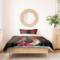 Papua New Guinea Bird-of-Paradise Bedding Set Hibiscus and Kundu Drum Tribal Pattern LT03 - Polynesian Pride