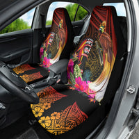 Papua New Guinea Bird-of-Paradise Car Seat Cover Hibiscus and Kundu Drum Tribal Pattern