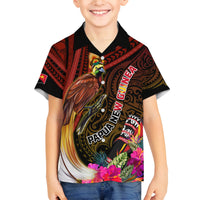 Papua New Guinea Bird-of-Paradise Family Matching Puletasi and Hawaiian Shirt Hibiscus and Kundu Drum Tribal Pattern LT03 Son's Shirt Yellow - Polynesian Pride