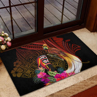 Papua New Guinea Bird-of-Paradise Rubber Doormat Hibiscus and Kundu Drum Tribal Pattern LT03 - Polynesian Pride