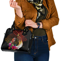 Papua New Guinea Bird-of-Paradise Shoulder Handbag Hibiscus and Kundu Drum Tribal Pattern LT03 - Polynesian Pride