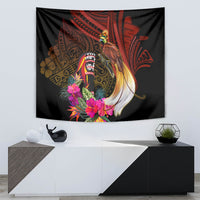 Papua New Guinea Bird-of-Paradise Tapestry Hibiscus and Kundu Drum Tribal Pattern LT03 - Polynesian Pride