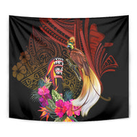Papua New Guinea Bird-of-Paradise Tapestry Hibiscus and Kundu Drum Tribal Pattern LT03 - Polynesian Pride
