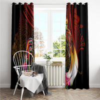 Papua New Guinea Bird-of-Paradise Window Curtain Hibiscus and Kundu Drum Tribal Pattern LT03 - Polynesian Pride