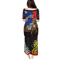 New Zealand and Australia ANZAC Day Puletasi National Flag mix Kiwi Bird and Kangaroo Soldier Style LT03 - Polynesian Pride