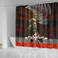 New Zealand ANZAC Day Shower Curtain The Ode of Remembrance and Silver Fern