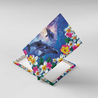 Hawaiian Lei Day Plumeria Humpback Whales Canvas Wall Art Polynesian Art Vibrant Starry Nebula Style LT03 With Frame Art - Polynesian Pride