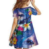 Hawaiian Lei Day Plumeria Humpback Whales Family Matching Off Shoulder Maxi Dress and Hawaiian Shirt Polynesian Art Vibrant Starry Nebula Style