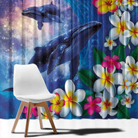 Hawaiian Lei Day Plumeria Humpback Whales Window Curtain Polynesian Art Vibrant Starry Nebula Style LT03 - Polynesian Pride