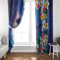 Hawaiian Lei Day Plumeria Humpback Whales Window Curtain Polynesian Art Vibrant Starry Nebula Style LT03 - Polynesian Pride