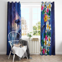 Hawaiian Lei Day Plumeria Humpback Whales Window Curtain Polynesian Art Vibrant Starry Nebula Style LT03 - Polynesian Pride
