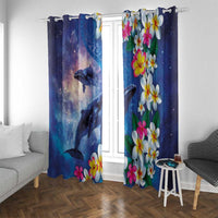 Hawaiian Lei Day Plumeria Humpback Whales Window Curtain Polynesian Art Vibrant Starry Nebula Style LT03 With Grommets Art - Polynesian Pride