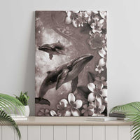 Hawaiian Lei Day Plumeria Humpback Whales Canvas Wall Art Polynesian Art Vibrant Starry Nebula Grayscale Style LT03 - Polynesian Pride