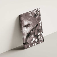 Hawaiian Lei Day Plumeria Humpback Whales Canvas Wall Art Polynesian Art Vibrant Starry Nebula Grayscale Style LT03 - Polynesian Pride