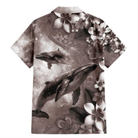Hawaiian Lei Day Plumeria Humpback Whales Family Matching Mermaid Dress and Hawaiian Shirt Polynesian Art Vibrant Starry Nebula Grayscale Style
