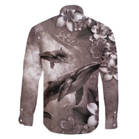 Hawaiian Lei Day Plumeria Humpback Whales Family Matching Off Shoulder Short Dress and Hawaiian Shirt Polynesian Art Vibrant Starry Nebula Grayscale Style