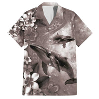 Hawaiian Lei Day Plumeria Humpback Whales Hawaiian Shirt Polynesian Art Vibrant Starry Nebula Grayscale Style LT03 Art - Polynesian Pride